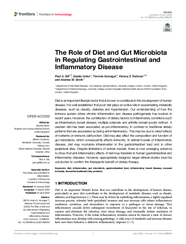 (PDF) The Role of Diet and Gut Microbiota in Regulating ...