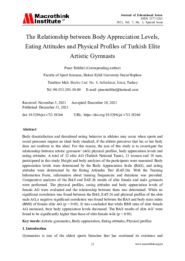 (PDF) The Relationship between Body Appreciation Levels, Eating ...