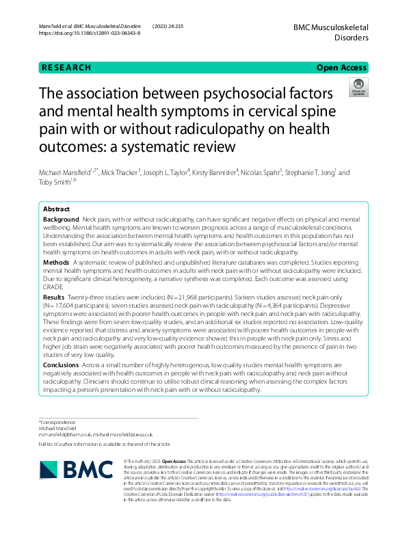 (PDF) The association between psychosocial factors and mental health ...