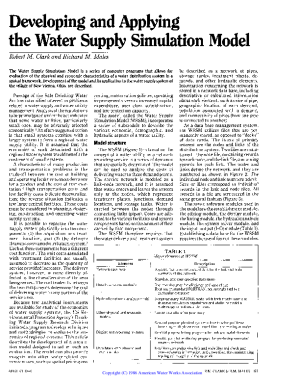 (PDF) Developing and Applying the Water Supply Simulation Model