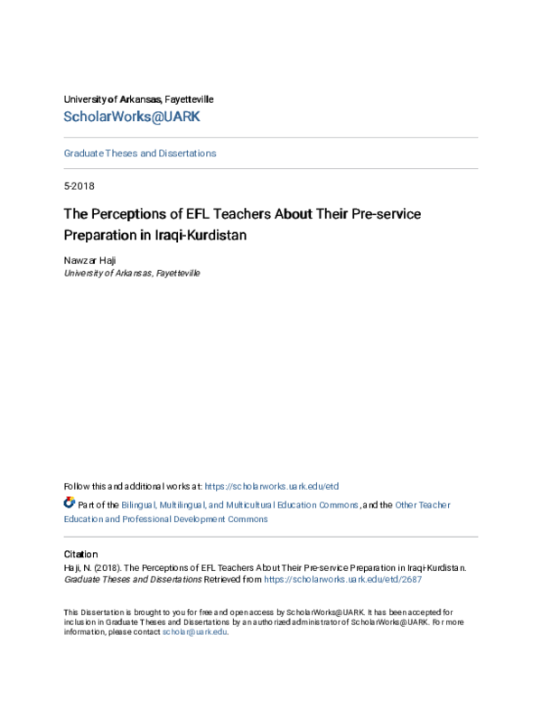 (PDF) The Perceptions of EFL Teachers About Their Pre-service ...