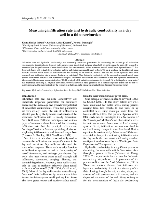 (PDF) Measuring infiltration rate and hydraulic conductivity in a dry ...