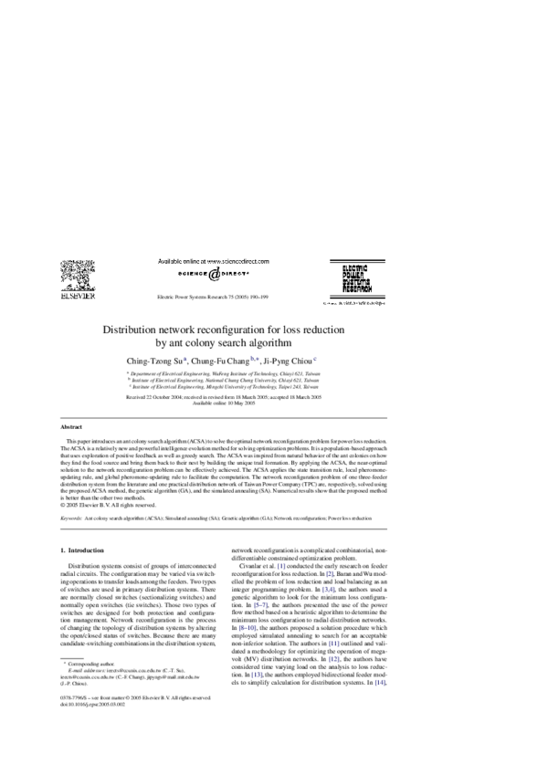 (PDF) Distribution network reconfiguration for loss reduction with ...