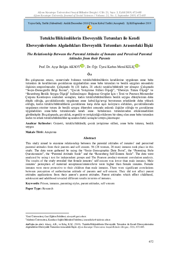 (PDF) The Relationship Between the Parental Attitudes of Inmates and ...