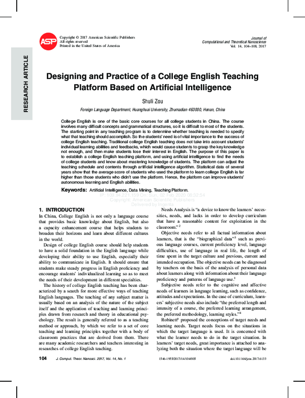 (PDF) Designing and Practice of a College English Teaching Platform ...