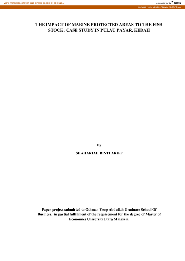 (PDF) The impact of marine protected areas on fish stock - Case study ...