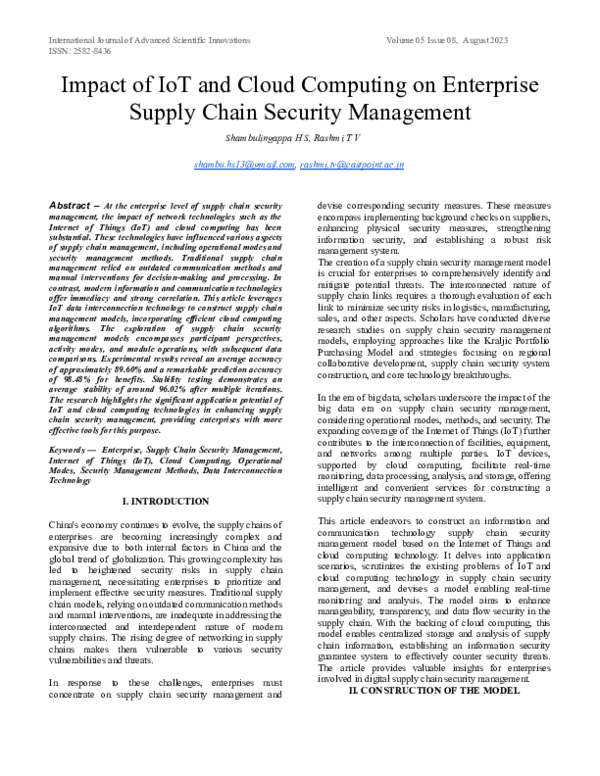 (PDF) Impact of IoT and Cloud Computing on Enterprise Supply Chain ...