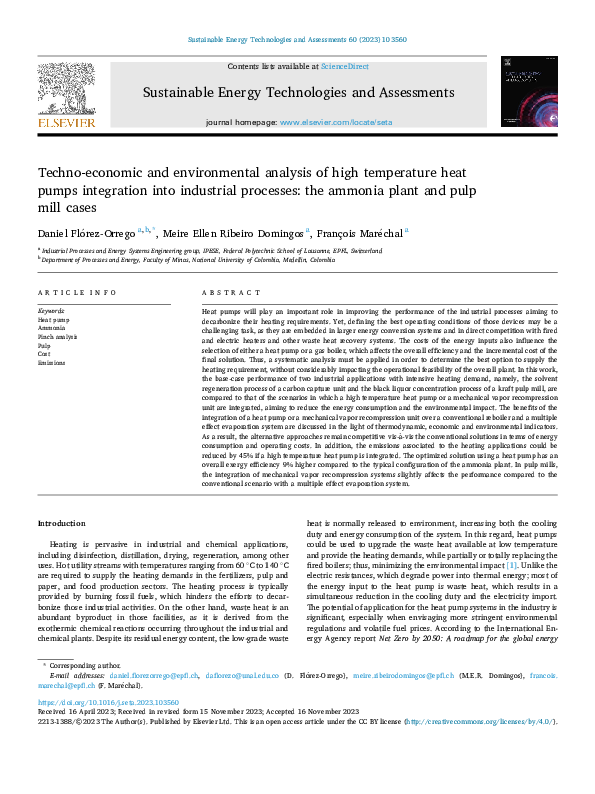(PDF) Techno-economic and environmental analysis of high temperature ...