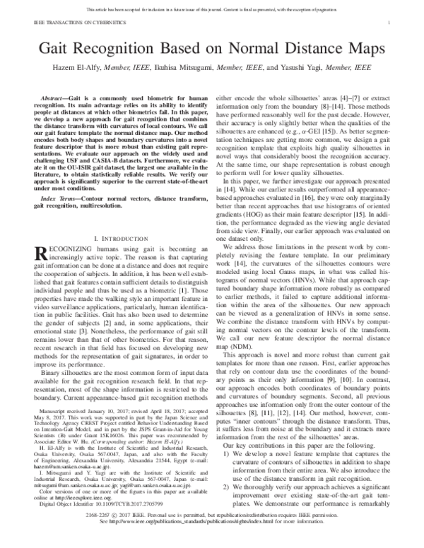 (PDF) Gait Recognition Based on Normal Distance Maps