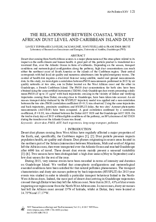 (PDF) The Relationship Between Coastal West African Dust Level and ...