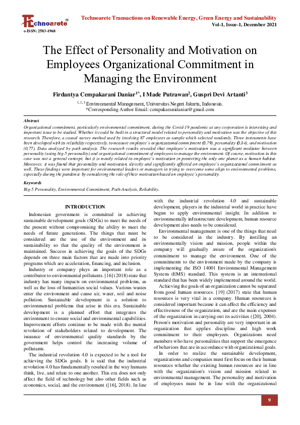 (PDF) The Effect of Personality and Motivation on Employees ...