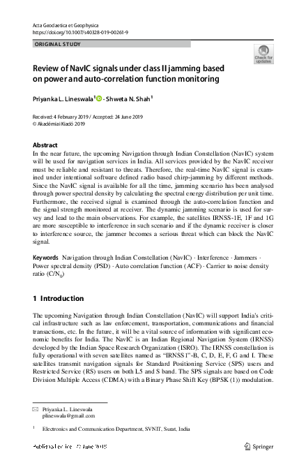 (PDF) Review of NavIC signals under class II jamming based on power and ...