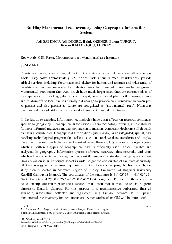 (PDF) Building Monumental Tree Inventory Using Geographic Information ...