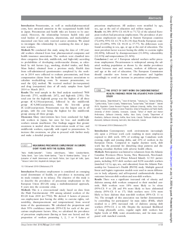 (PDF) 1288 The effect of shift work on cardiometabolic health: findings ...
