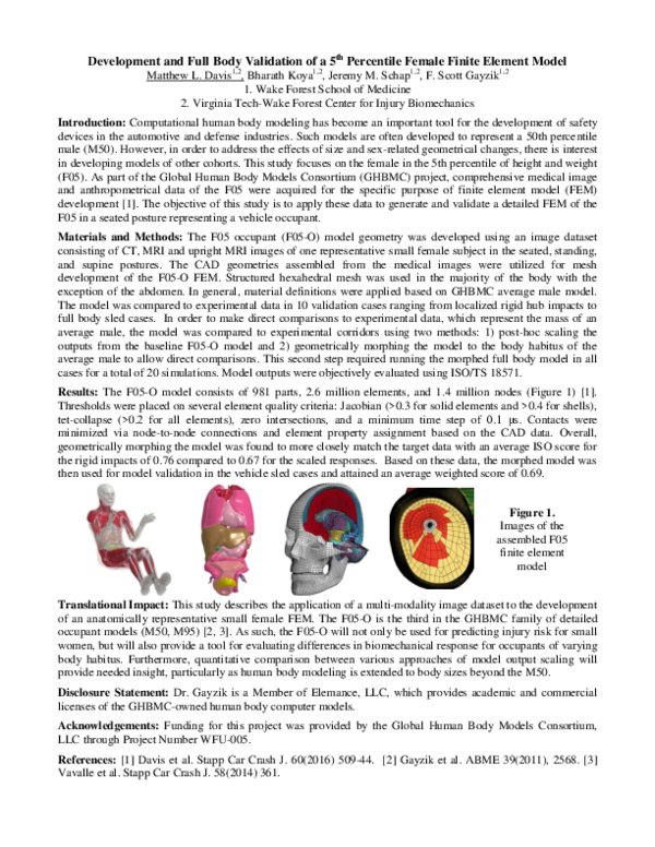 (PDF) Development and Full Body Validation of a 5th Percentile Female ...
