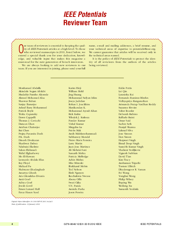 (PDF) IEEE Potentials Reviewer Team