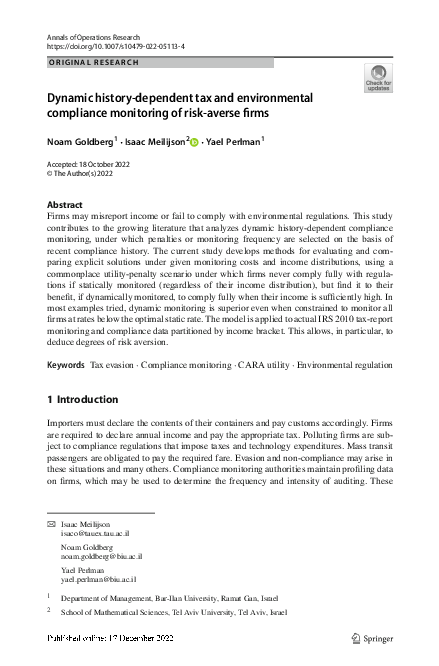 (PDF) Dynamic history-dependent tax and environmental compliance ...