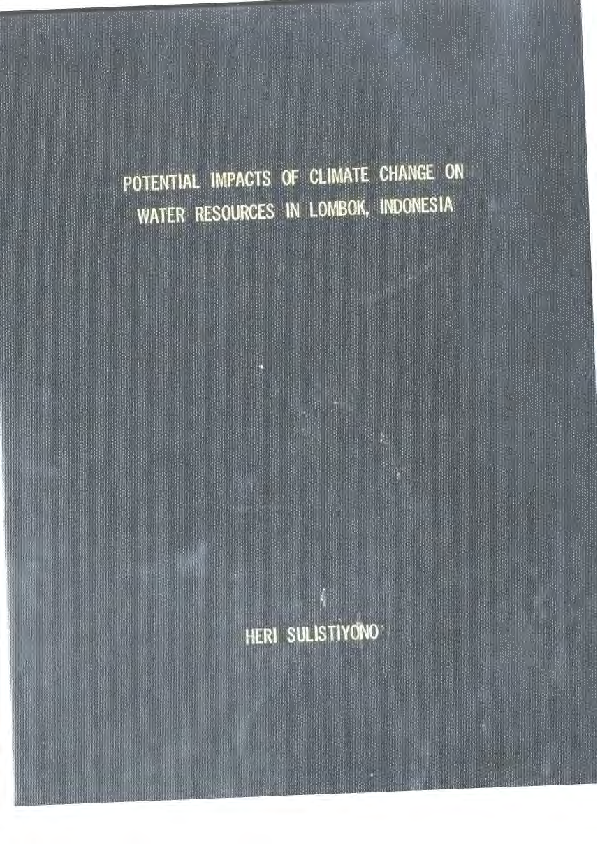 (PDF) Potential impacts of climate change on water resources in Lombok ...
