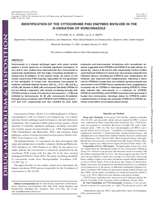 (PDF) Identification of the Cytochrome P450 Enzymes Involved in the N ...