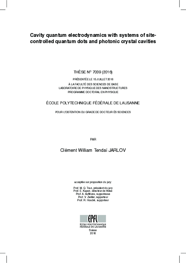 (PDF) Cavity quantum electrodynamics with systems of site-controlled ...