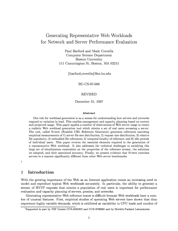 (PDF) Generating representative Web workloads for network and server ...