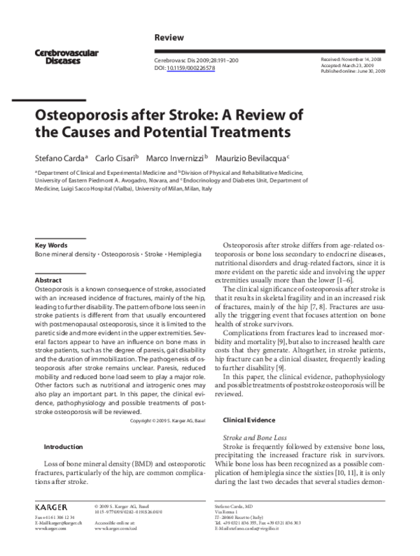 (PDF) Osteoporosis after Stroke: A Review of the Causes and Potential ...