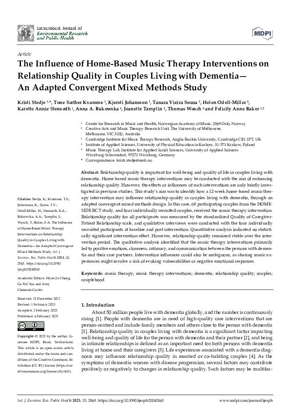 (PDF) The Influence of Home-Based Music Therapy Interventions on ...