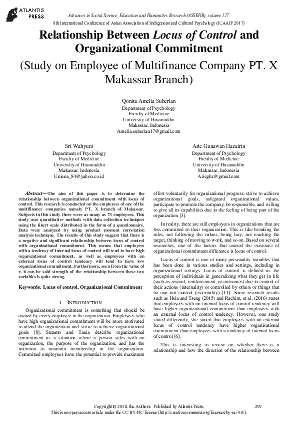 (PDF) Relationship Between Locus of Control and Organizational ...