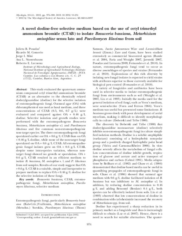 (PDF) A novel dodine-free selective medium based on the use of cetyl ...