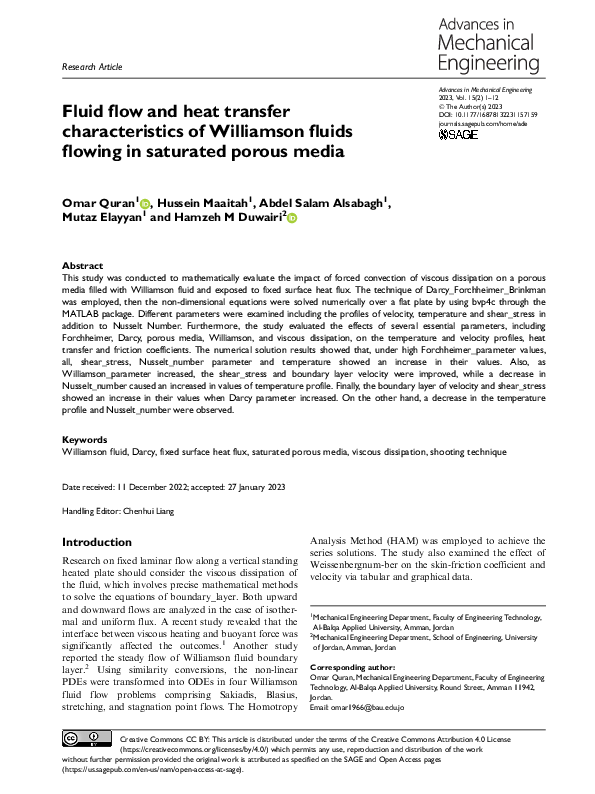(PDF) Fluid flow and heat transfer characteristics of Williamson fluids ...