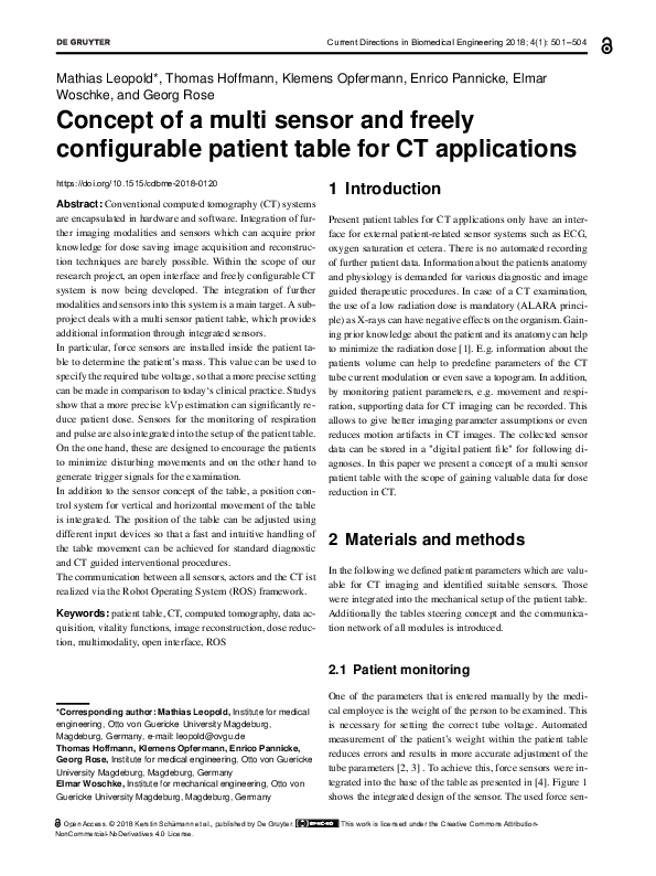 (PDF) Concept of a multi sensor and freely configurable patient table ...