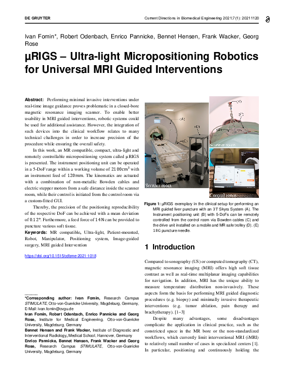 (PDF) μRIGS – Ultra-light Micropositioning Robotics for Universal MRI ...