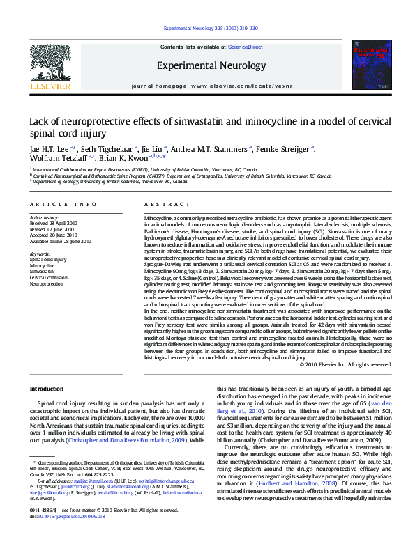 (PDF) Lack of neuroprotective effects of simvastatin and minocycline in ...