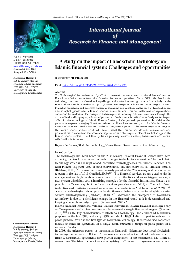 (PDF) A study on the impact of blockchain technology on Islamic ...