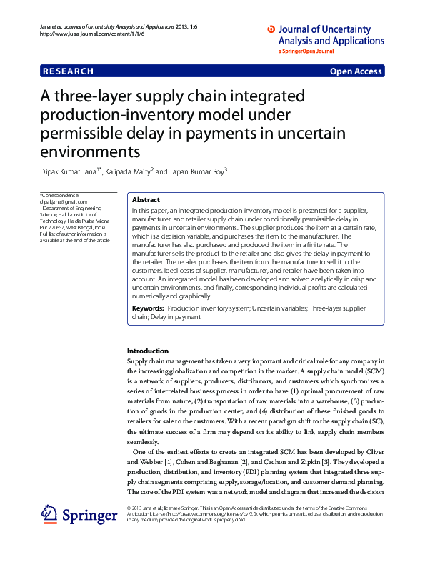 (PDF) A three-layer supply chain integrated production-inventory model ...