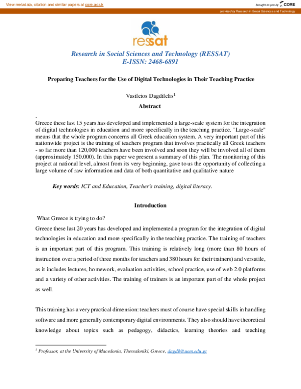 (PDF) Preparing teachers for the use of digital technologies in their ...