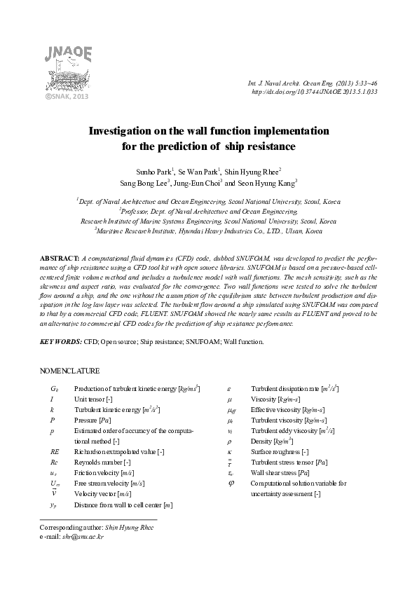 (PDF) Investigation on the wall function implementation for the ...