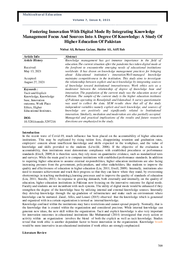 (PDF) Fostering Innovation With Digital Mode By Integrating Knowledge ...