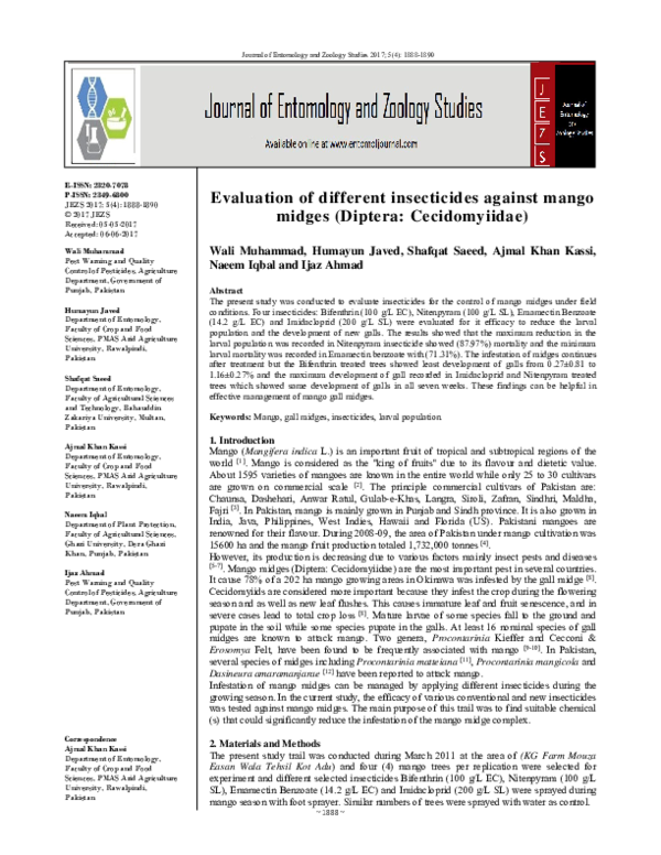 (PDF) Evaluation of different insecticides against mango midges ...