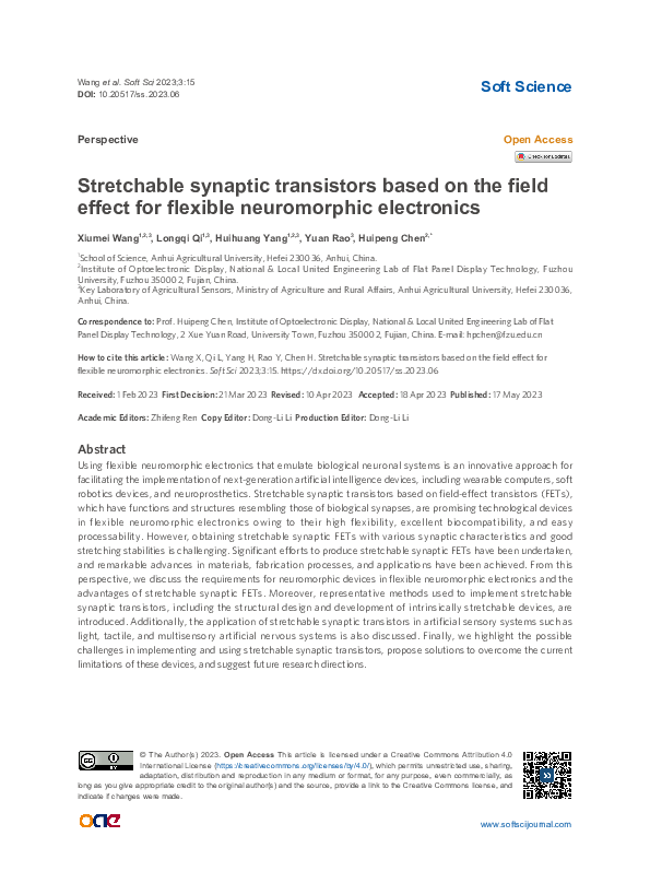 (PDF) Stretchable synaptic transistors based on the field effect for ...