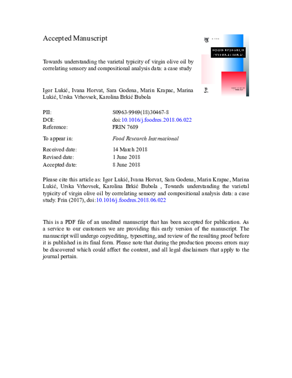 (PDF) Towards understanding the varietal typicity of virgin olive oil ...