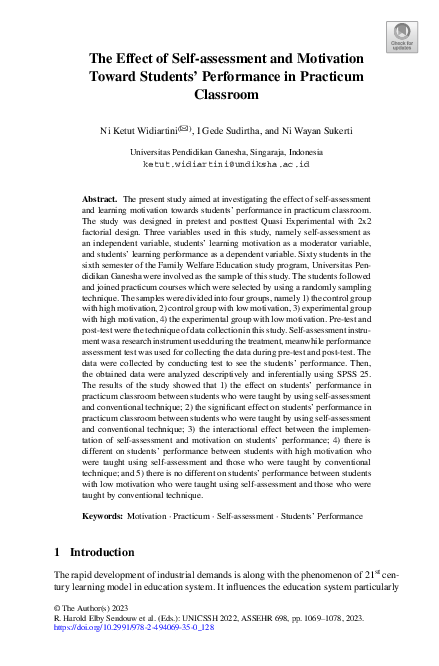 (PDF) The Effect of Self-assessment and Motivation Toward Students ...