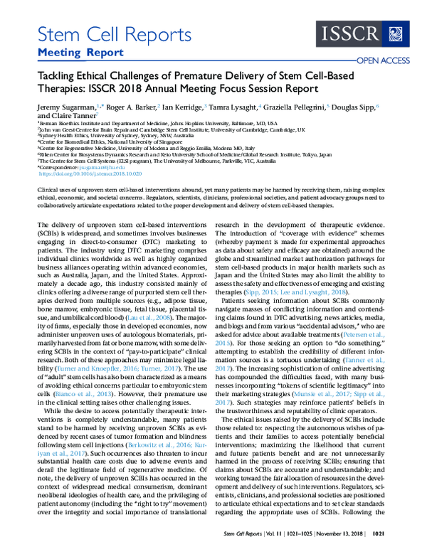 (PDF) Tackling Ethical Challenges of Premature Delivery of Stem Cell ...