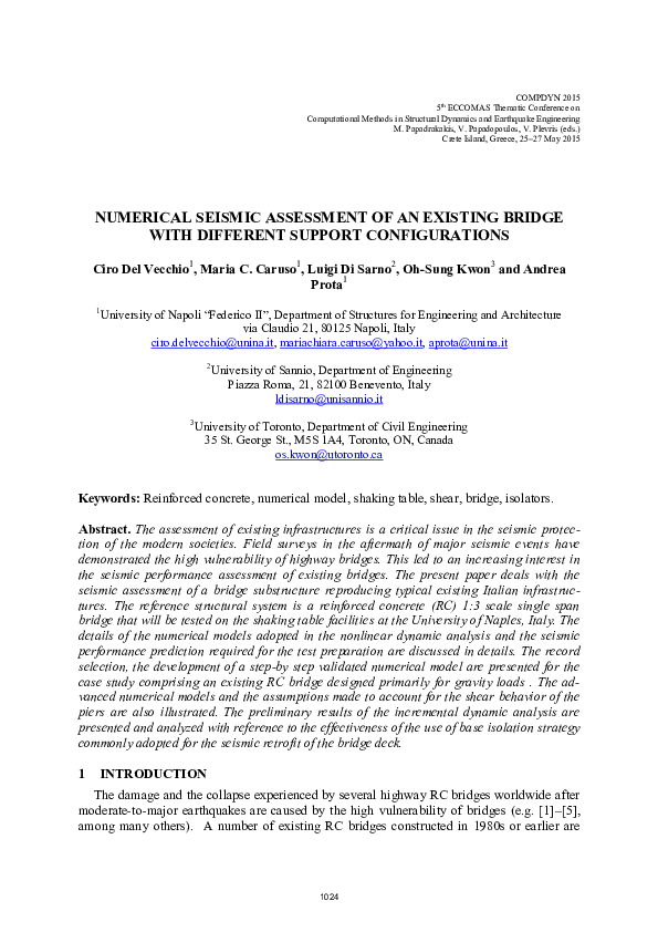 (PDF) Numerical Seismic Assessment of an Existing Bridge with Different ...