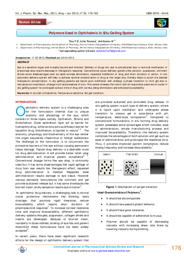 (PDF) Polymers used in ophthalmic in Situ gelling system
