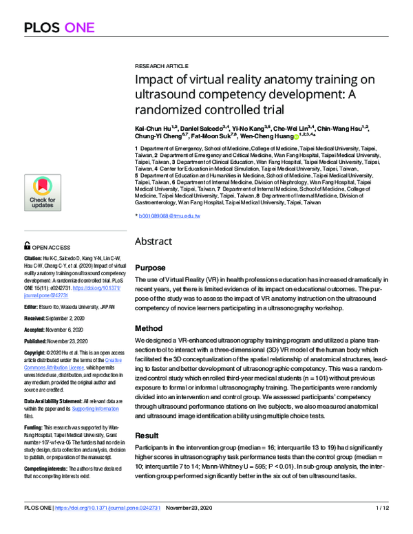 (PDF) Impact of virtual reality anatomy training on ultrasound ...