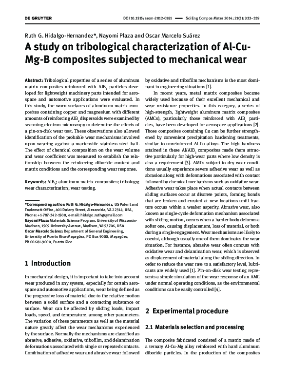 (PDF) A study on tribological characterization of Al-Cu-Mg-B composites ...