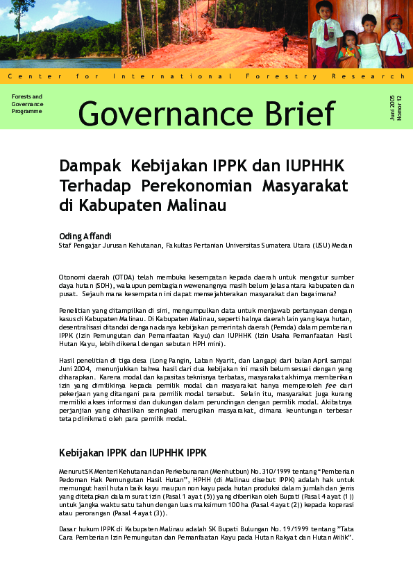 (PDF) Dampak kebijakan IPPK dan IUPHHK terhadap perekonomian masyarakat ...