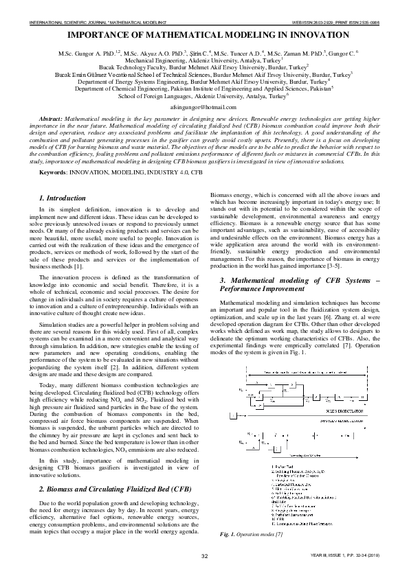 (PDF) Importance of mathematical modeling in innovation