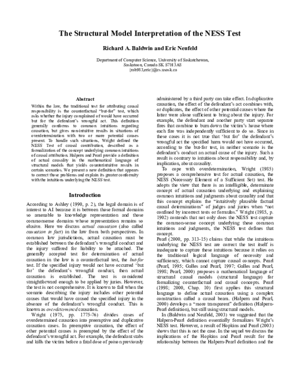 (PDF) The Structural Model Interpretation of the NESS Test
